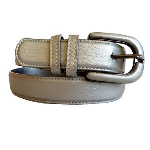 Kenneth Cole Reaction Womens Belt Size M/L 35-39" Silver Gray Vinyl Designer